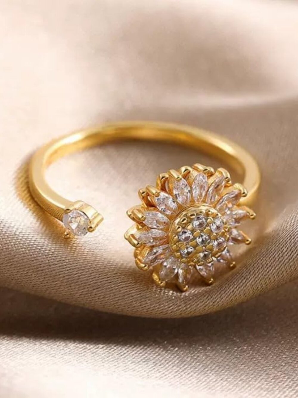 Fidget Ring Anxiety Spinner Ring Open Adjustable Sunflower Star Moon Windmill Bu - Picture 2 of 9